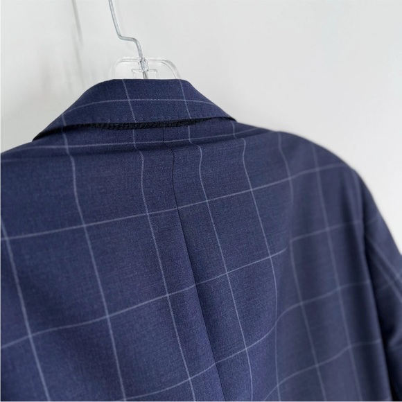 Brooks Brothers Blazer Mens Size 38S Blue Windowpane Plaid Wool Italian Fabric - Picture 5 of 12
